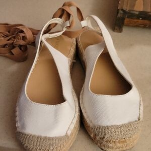 Elegant White Espadrille Flats Worn Once